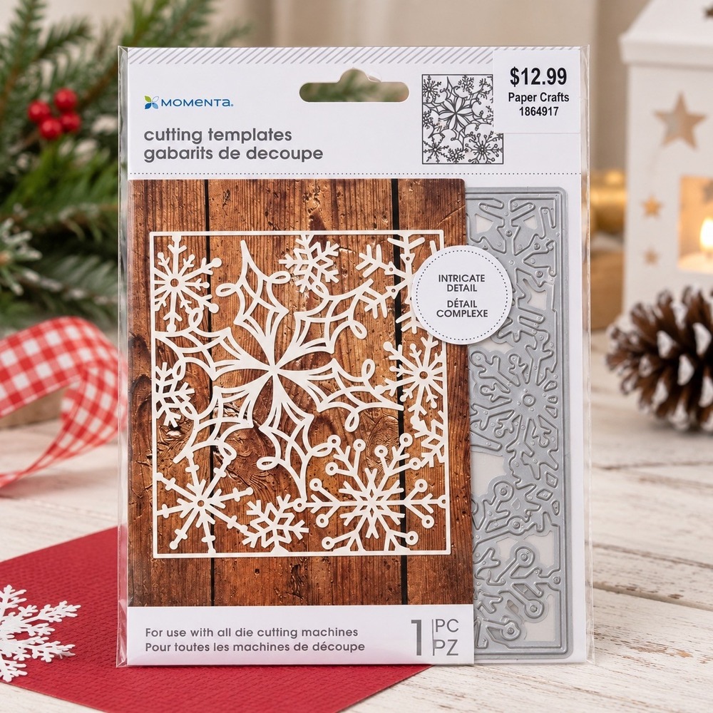 Momenta Christmas Snowflake Holly Intricate Cutting Template Die NIP 1864917
